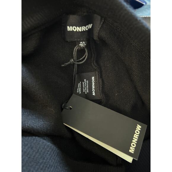 NWT Monrow Sweater Pants Knit Wide Leg Pants w/ Ankles Slits Black Size XS - Picture 5 of 14